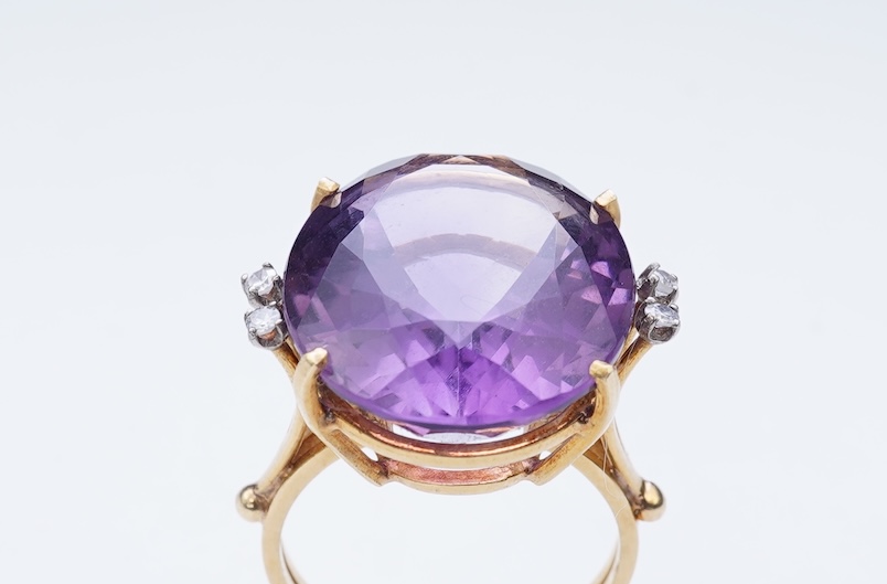An amethyst and diamond ring
